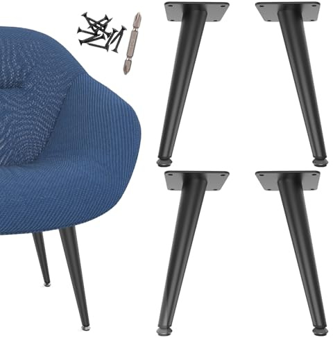 SunVFaFa Möbelfüße Schwarz 30.5 cm – Schräg zulaufende Metallfüße für Möbel | 4 Stück Schrank Füße für Möbel Kommode Sideboard Nachttisch Sofa Couch – Schrankbeine mit verstellbaren Bodenschonern