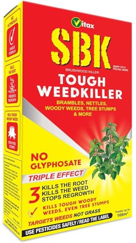 Vitax SBK Brushwood Tough Weed Killer – Powerful Systemic Herbicide for Stubborn Weeds, Brambles, Nettles & Tree Stumps – Concentrated Formula for Deep Root Kill (1L)