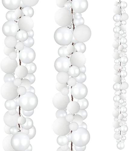 Yuxung 2 Pcs 6 ft Christmas Ball Ornament Garland, White