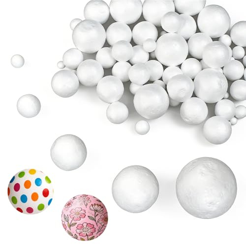 JNEYVIC 80 STK Styroporkugeln Klein Weiße Styroporbälle Ø1/2/3/4/5cm | Styropor Kugeln Bälle Styropor Bastelkugeln Polystyrol Ball Schaumkugeln für Basteln Kunstdeko Heimwerk Handwerk Weihnachten