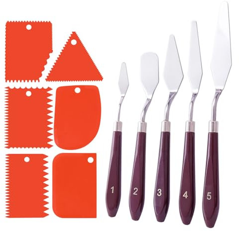 Lot de 11 spatules et spatules de peinture pour aquarelle, peinture sur roche, peinture à l'huile