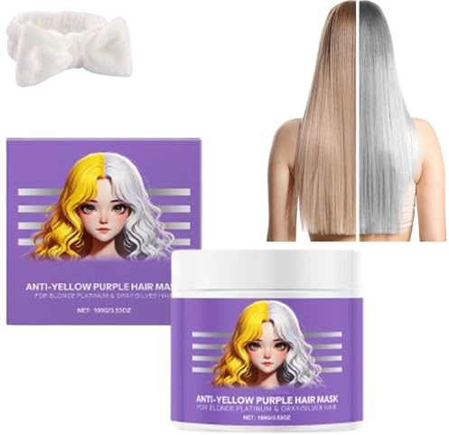 Mascarilla Morada Antiamarilla, Mascarilla Capilar de Acondicionamiento Profundo - Protege el cabello dañado, Da Brillo, Acondicionador Morado que ilumina el cabello (1)