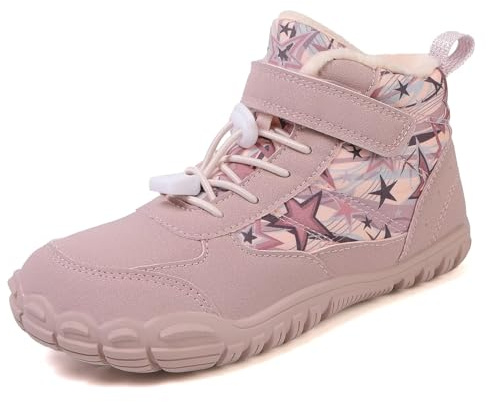 ZEPYFXIT Botas de Nieve Zapatillas Niño Niña Barefoot Invierno Deportivas Calzado Respetuoso Running Zapatos Deporte Antideslizante (Rosa, 34 EU)