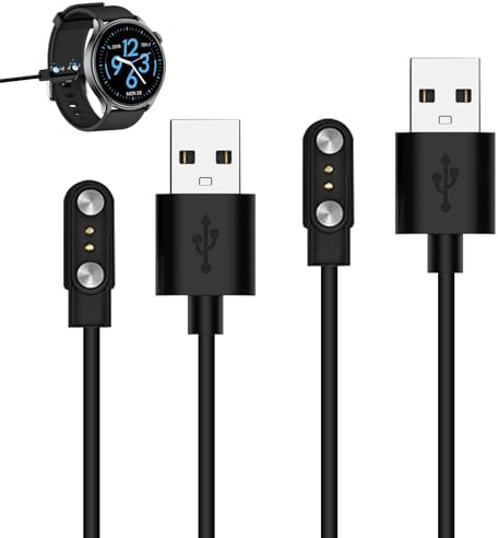 Huybaa 2 Pièces Chargeur Montre Connectée Universel pour Smartwatch, 2 Pins 2.54mm - 2.84mm, Modèle A+B Magnétiquepour Montres Connectées, Câble de Recharge pour Montre Intelligente