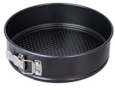 Dc Casa Tortiera Apribile Antiaderente in Acciaio al Carbonio Tonda 12x5 cm | Stampo da Forno con Cerniera e Fondo Removibile (28x7 cm)