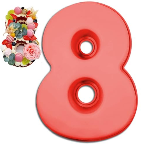 Teouuas Moule à Gâteau Number, Grands Moules à Gâteau 3D en Silicone | Moule Gateau Silicone, Number Cake 8, Moule à Gâteaus en Forme de Chiffre, pour Anniversaire et Anniversaire de Mariage