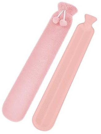 JZ Botella de agua caliente extra larga de 82 cm, bolsa térmica grande de 2500 ml con funda de felpa extraíble, a prueba de fugas y resistente a las explosiones para calentar la cama, dolor de espalda