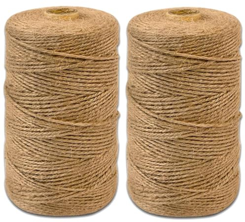 400m Jute-Schnur,BetterJonny 2mm Braun Juteschnur,Bastelschnur,Paketschnur Naturfaser für Garten Bilder Pflanzen und Basteln(2mmx200m)