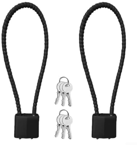2-Pack Steel Cable Locks with Long Shackle and 4 Keys for Security Applications Including Bicycles, Garages, Lockers, and Storage Solutions (38 cm stee)