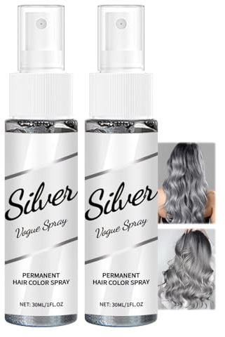 Tinte temporal para el cabello, 2 unidades de laca plateada lavable, color gris, tinte para el cabello para mujeres y hombres, color gris plateado, cobertura instantánea de color, tinte instantáneo