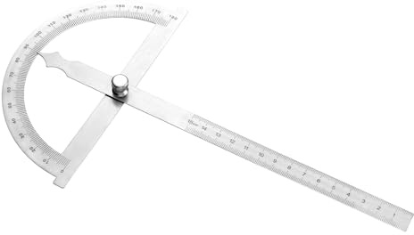 DOPENSPI Gradiometro/goniometro, 0 – 180 gradi, 15 cm, con vite di bloccaggio, in acciaio inox, calibro ad angolo di precisione, per la scuola, falegnami, disegni fai da te