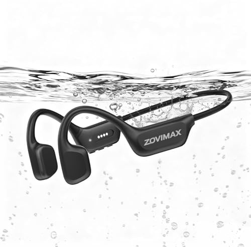 Bone Conduction Headphones, IPX8 Waterproof Swimming Headphones, Open Ear Headphones with MP3 Mode 32GB Memory Up to 12 Hours Playtime, Bluetooth 6.0 Earbuds Secure Fit for Running/Fitness (Black)
