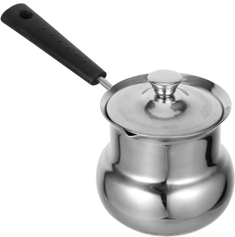 MAGICLULU Pentola Multifunzione in Acciaio Inox 350ml, Bricco per Latte Manico Ergonomico, Pentola da Cucina per Riscaldamento Rapido e Uso Domestico