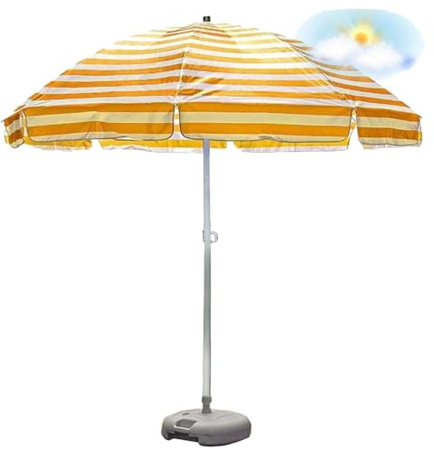 Parasol Para Exterior Jardín Terraza Sombrilla De Toldo Octogonal Para Patios Y Terrazas Balcón ﻿Playa Grande Sombrillas, 8 Varillas 220CM 2M 2,5M Sin Base(Amarillo,1.95m-6.3ft/With Base)