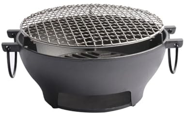 Generico Barbecue a carbonella Portatile Rotondo in Stile Coreano con griglia in ghisa for Barbecue da Campeggio Tavolo all'aperto, for preparare Il tè(24cm)