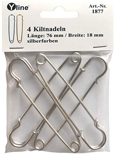 4 Kiltnadeln 76 mm, silberfarben, Maxi Sicherheitsnadeln groß, Kilt Nadel Nadeln, sl, 1877