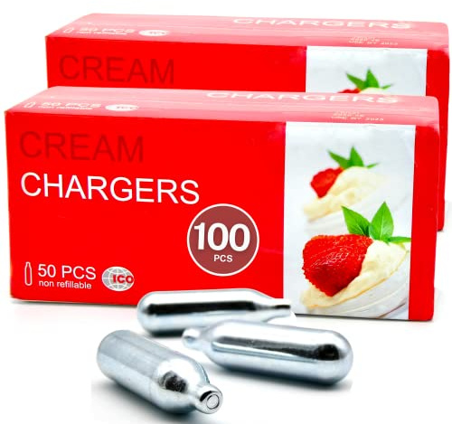 ICO Cartuchos Gas Oxido Nitroso N2O, 100uds, Capsulas NO2 De Crema Batida De 8g Para El Sifon de Cocina