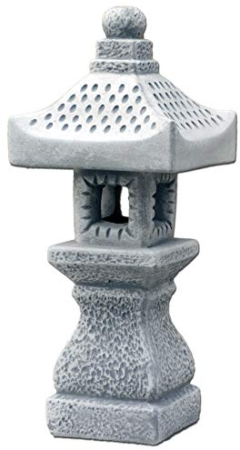 gartendekoparadies.de Tachi-Gata-Steinlampe japanische Steinlaterne, H. 42 cm, 7 kg, Grau, frostsicher aus Steinguss für Außenbereich