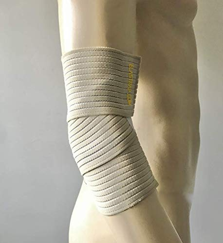 elastrap Bandage bande de strapping élastique coude - Coudière de protection et maintien compression - Atelle réglable Hommes, femmes et enfants (Peau, Unique, 70x7,5cm)