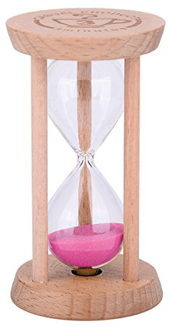 Weiye Mini temporizador de arena, reloj de arena de madera, 1 minuto/3 minutos, madera + rosa