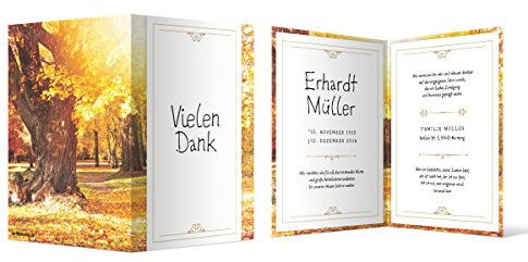 10 x Trauer Dankeskarten Danksagung Danksagungskarten Trauerkarten individuell - Blätterfall
