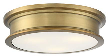 Savoy House 6-133-16-322 Watkins Bohemian Industrial White Opal Glass Flush Mount, 3-Light 180 Total Watts, 4 H x 16 W, Warm Brass