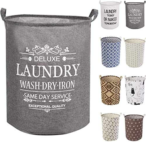 LessMo 17.7 Clasificador de Almacenamiento de Canastas de Lavandería, Cestos deLavandería Plegables, Ropa de Algodón Redonda Impermeable