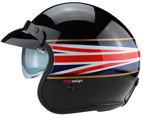 ViPER RSV06 Plus Motorcycle Helmet With Inner Sun Visor Open Face Jet Motorbike Helmets for Adult - Motorbike Rider Road Legal ECE2206 Approved for Cruise Bike Chopper Moped Electric Scooters