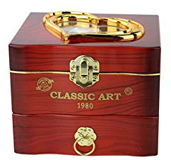 Tongdejing Caja de música retro, bailarina giratoria, para niñas, joyería musical, collar, anillo, caja de almacenamiento con espejo para mujeres y niñas, regalos de cumpleaños