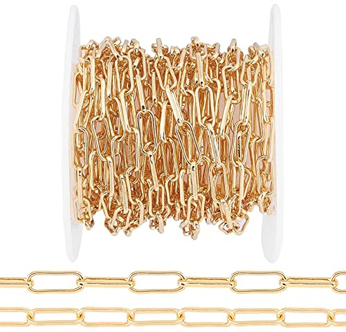 FASHEWELRY 5 m Rolle 10 x 3,6 mm vergoldete Posaunenkette für Schmuckherstellung