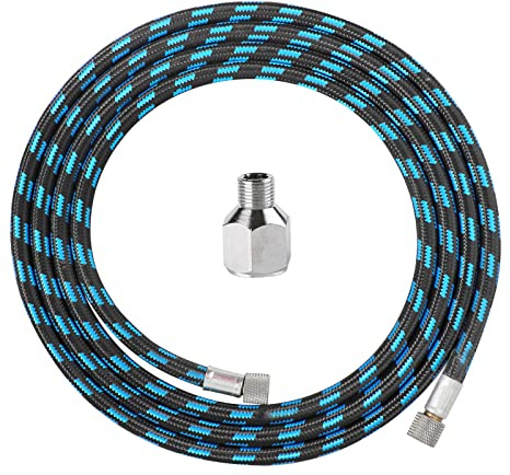 SAGUD Airbrush Hose 6 Foot 1.8 m Nylon Braided Air Hose with 1/8 Size On Both End and Adapter 1/8 Male to 1/4 Female for Most Airbrush Kit