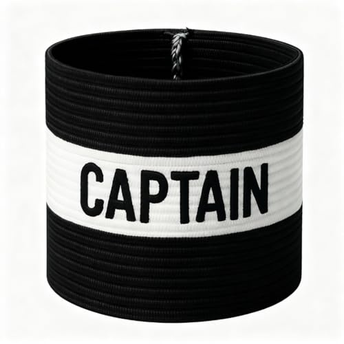 Fitness Health Fußballband Fußball Kapitänsarmband Design Captain Band für Erwachsene und Jugendliche, 5 Farben erhältlich für mehrere Sportarten, elastisches Armband für Captain (Schwarz - Kinder)