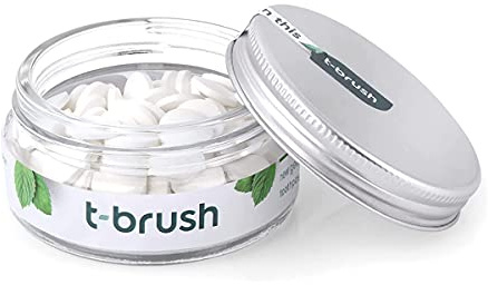 TBRUSH Vegan Toothpaste Tablets | 90pcs Spearmint | Fluoride-Free | Whitening, Anti-Cavity |%100 Natural Sustainable | Plastic, Gluten, Glycerin, SLS Free