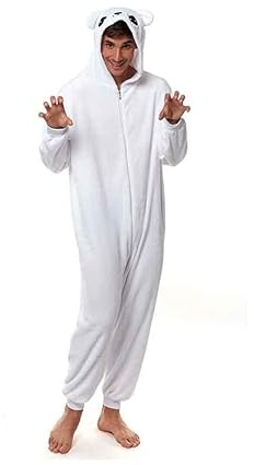 Vuxna Djur Hela Pyjamas Unisex (vuxen S till L) Kostym Vit Isbjörn Enterizo Vuxen Karneval Parties【Storlek S】