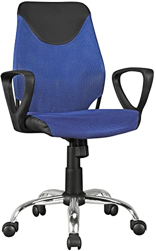 möbelando Kinder-Schreibtischstuhl Terni Schwarz Blau für Kinder ab 6 mit Lehne | Kinder-Drehstuhl Kinder-Bürostuhl ergonomisch | Jugendstuhl höhenverstellbar