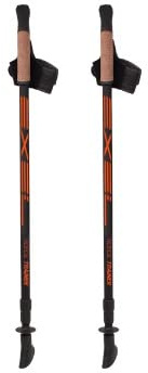 Exel Nordic Walking Poles | Premium Trekking Poles for Hiking, Walking, and Fitness Activities, Collapsible and Adjustable Sturdy Walking Sticks for Balance and Posture (Black/Orange) | Set of 2 Poles