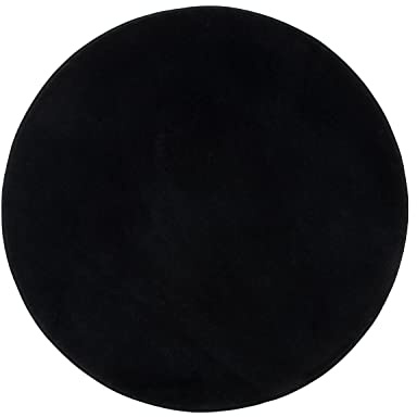 Gözze - Premium Rutschfester Runder Badezimmerteppich, RIO, 100% Microfaser, Ø 110 cm - Schwarz