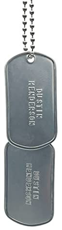 Dustin-Militär-Erkennungsmarken – Edelstahl – Kugelkette im Lieferumfang enthalten – Cosplay-Requisite