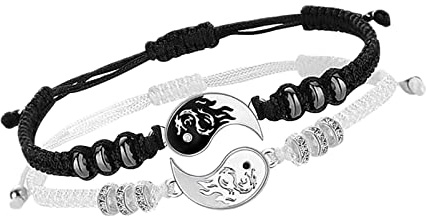 KAYZON Yin Yang Bracelet, Friendship Bracelets, Adjustable Matching Bracelets for Couples, Cord Bracelet for Best Friend Gift Relationship Boyfriend Girlfriend BFF Pinky Promise Gift