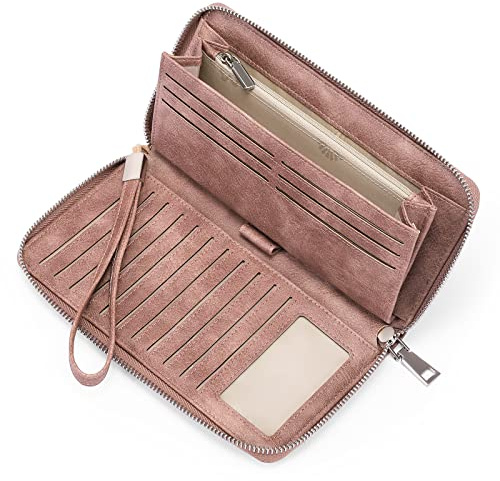 GAEKEAO Geldbörse Damen mit Großer Kapazität, Leder Portemonnaie mit RFID-Blockierung, Reißverschluss Geldbeutel Viele Fächer - Geschenke für Frauen