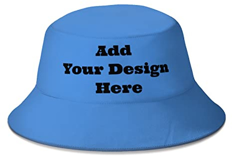 Whhzhao Fischerhut für Damen und Herren, personalisierter Text, Foto und Logo, blau, One size