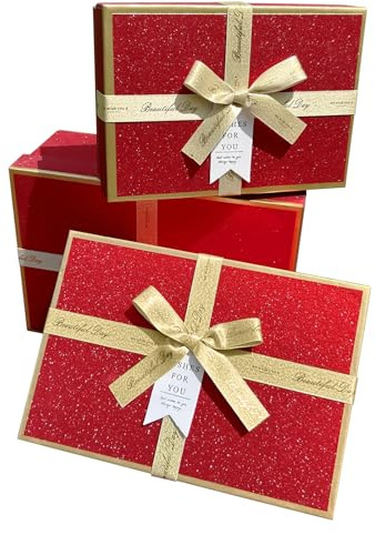 Geschenkboxen, Geschenkbox Mit Deckel, Gift Box, Geschenkbox Rot - Verpackungsbox geeignet für Blumen, Geschenke aller Art, für Verliebte, Kinder, Senioren, Freunde (Rot)