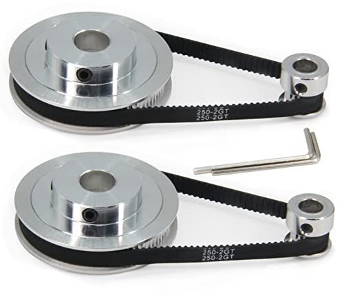 Zeberoxyz 2PCS Set GT2 Synchronous Wheel 20&80 Teeth 12mm Bore Aluminum Timing Pulleys with 2PCS Length 250mm Width 6mm Belt (20-80T-12B-6)