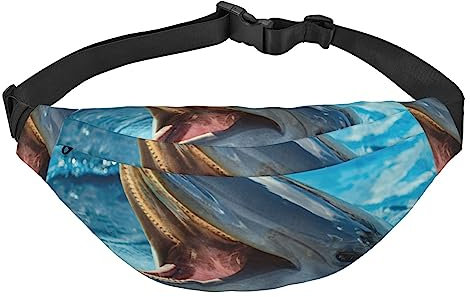 Lovely Delphin Bauchtasche, Unisex, wasserabweisend, leicht, für Reisen, Sport, Wandern, Schwarz, Einheitsgröße, Schwarz , Einheitsgröße