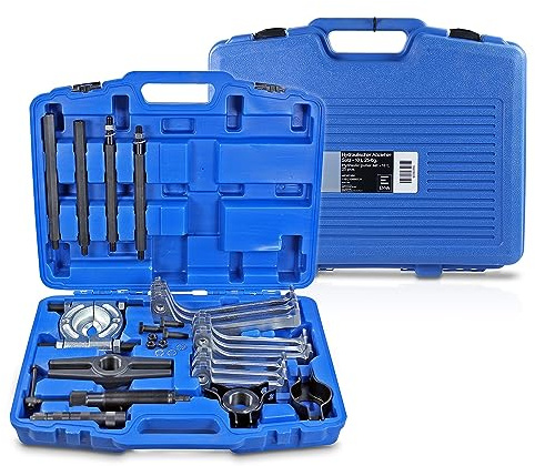 ENVA Hydraulischer Abzieher Satz 10 t 25TLG. 3-Armiger und 2-Armiger Abzieher Vielseitiges Werkzeugset inkl. Adapter und Verlängerungsstangen