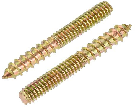 LJFMDLN 20pcs 1/4-20x2 Hanger Bolts Double Head Dowel Screw for Wood Furniture