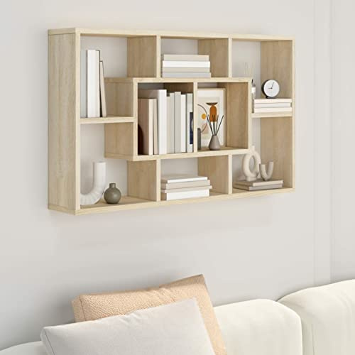 LAPOOH Estantería de Pared, Balda Pared, Estante Pared, Estanteria Flotante, Estantes Y Baldas, Floating Shelves, contrachapada Roble Sonoma 85x16x52,5 cm