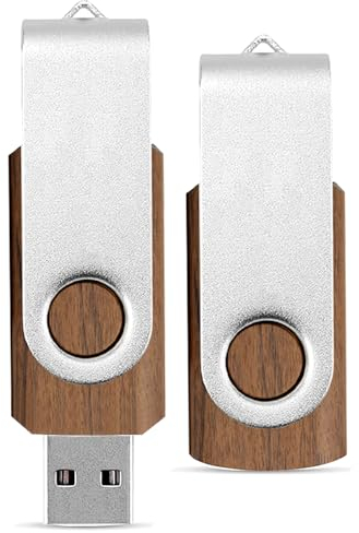 64GB USB Stick Holz 2 Stück TATMOHIK Wood Flash Speicherstick 64GB 2er Pack USB Flash Drive USB2.0 Metall-Schwenkclip Hölzern USB-Flash-Laufwerk Schnellen Geschwindigkeit Memory Stick（Walnußholz）