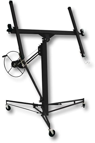 Warmiehomy 16FT Heavy Duty Drywall Lift Plaster board lifter Panel Hoist Jack Tool Lifter With 4 Caster Wheels Rolling Lockable,Black
