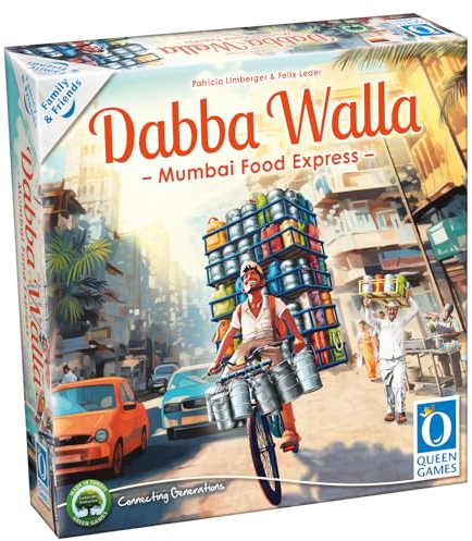 Queen Games Dabba Walla Mumbai Food Express - Brettspiele Spaß ab 8 Jahren für 2-4 Spieler, Familienspiel, Gesellschaftsspiele für Erwachsene & Kinder